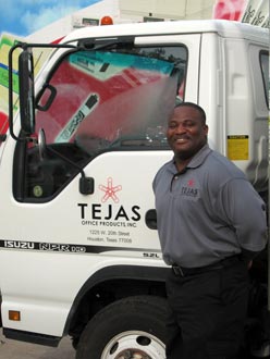 Tejas employee with delivery truck